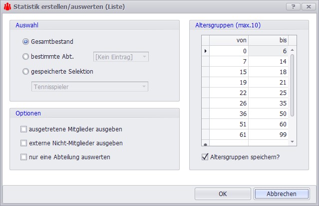Listengenerator: individuelle Mitgliederliste