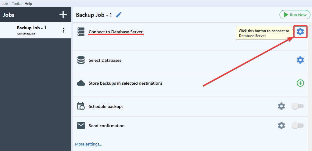 SQLBackupAndFTP: Connect to Database Server