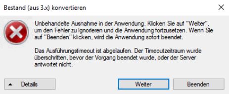TimeOut-Fehlermeldung bei der Konvertierung