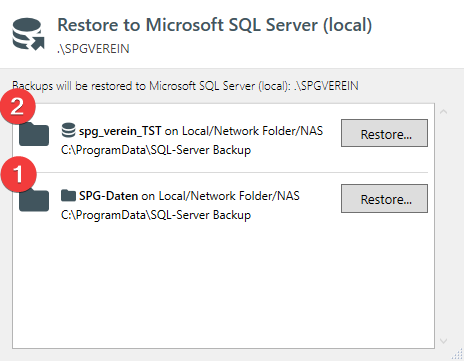 SQLBackupAndFTP: Wiederherstellung des Datenordners