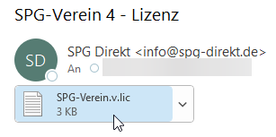Lizenzdatei aus der E-Mail