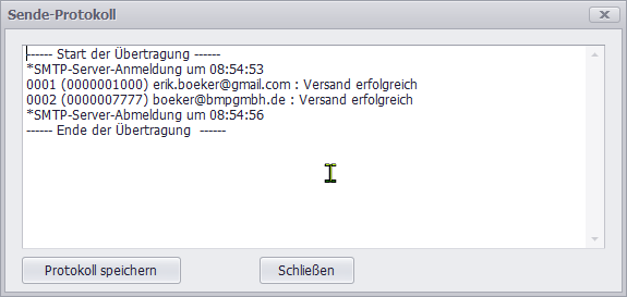 Bestätigung des E-Mail-Versands