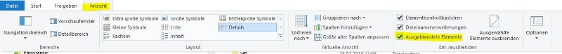 Ausgeblendete Elemente in Windows 10 einblenden